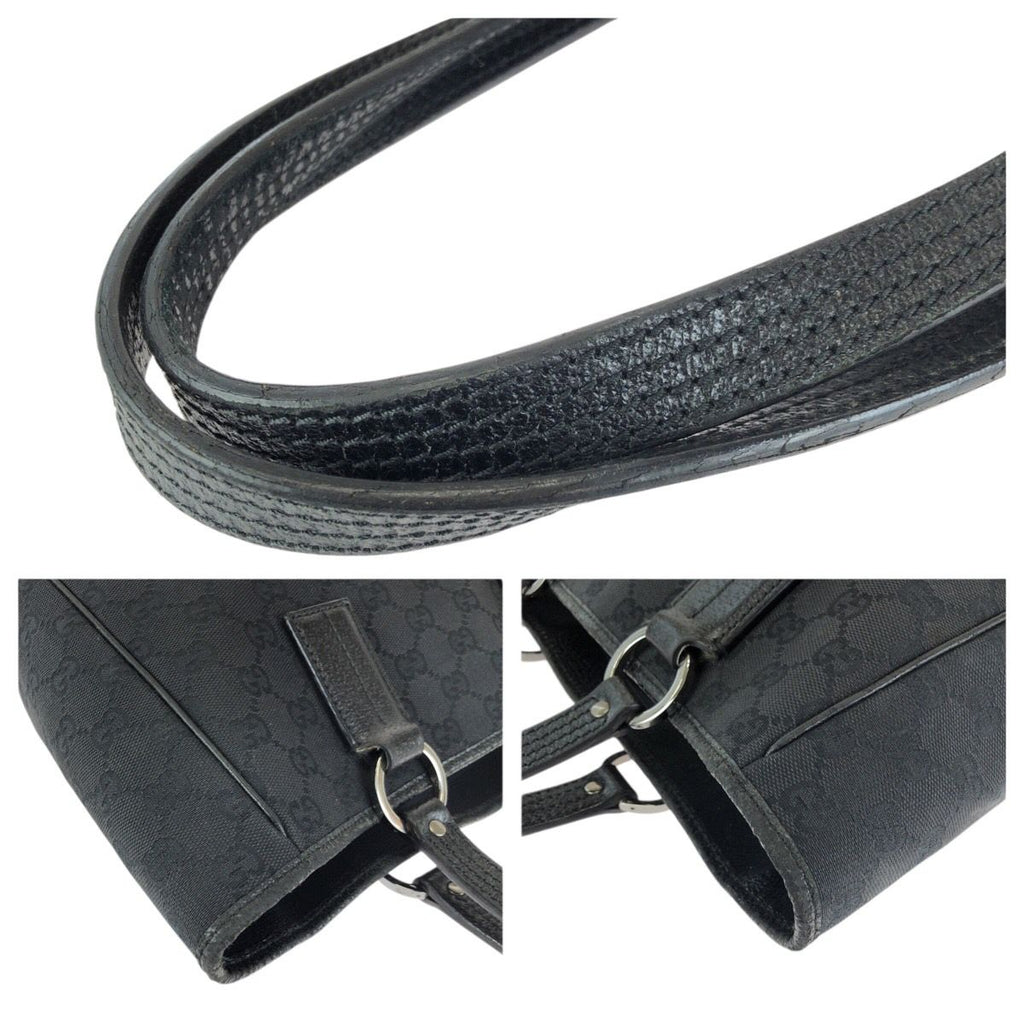 Gucci Black Silver GG Canvas Leather Tote Shoulder — view 5