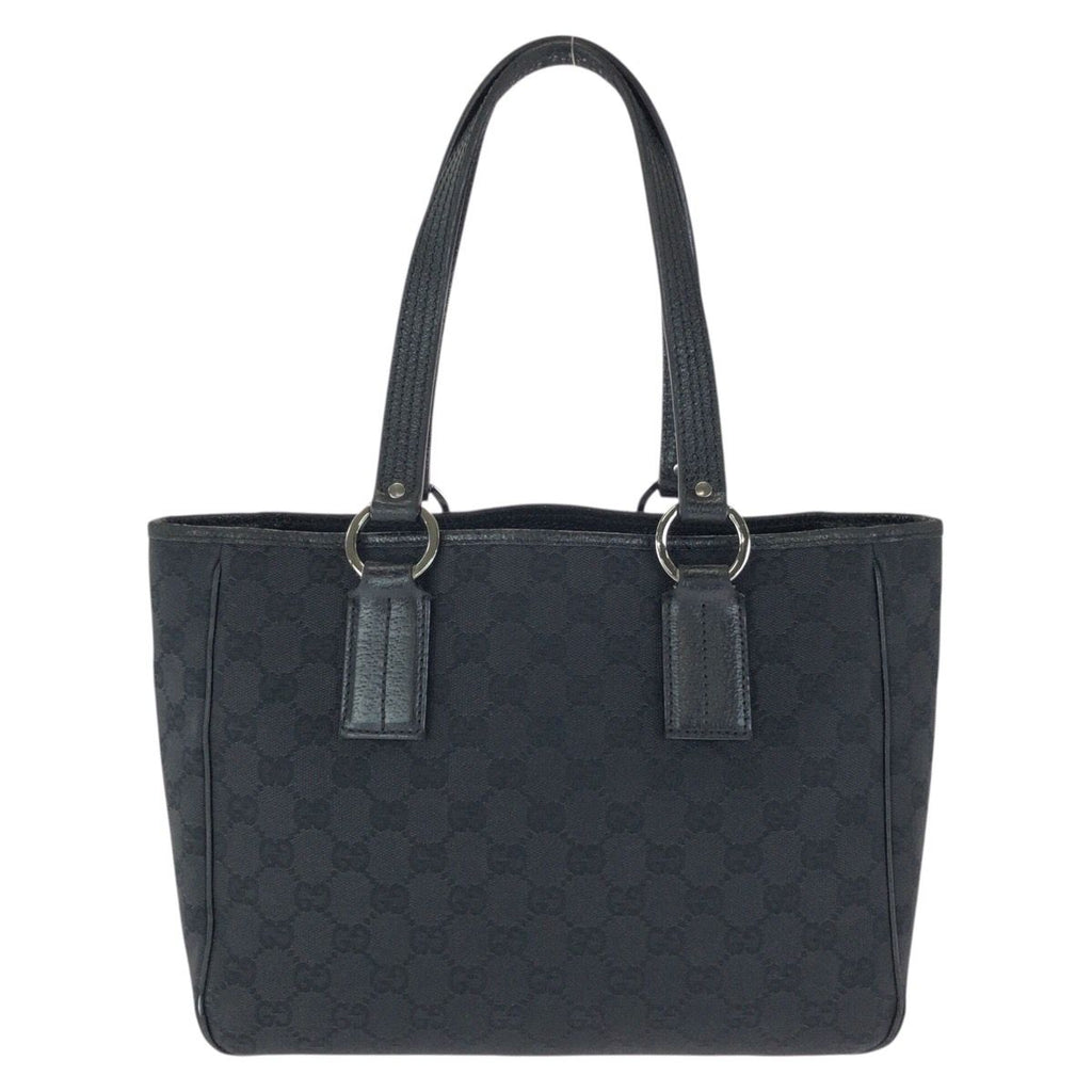 Gucci Black Silver GG Canvas Leather Tote Shoulder
