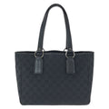 Gucci Black Silver GG Canvas Leather Tote Shoulder
