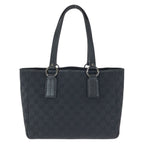 Gucci Black Silver GG Canvas Leather Tote Shoulder