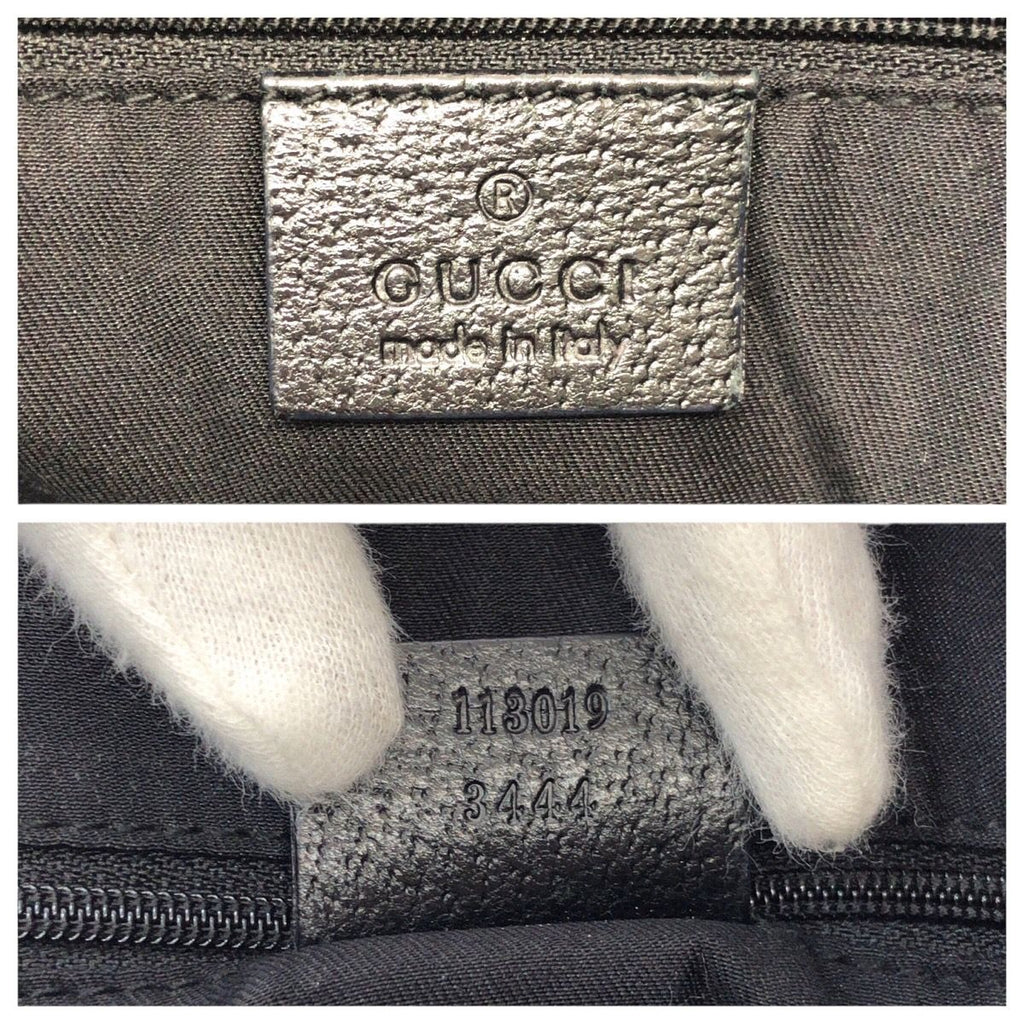 Gucci Black Silver GG Canvas Leather Tote Shoulder — view 4