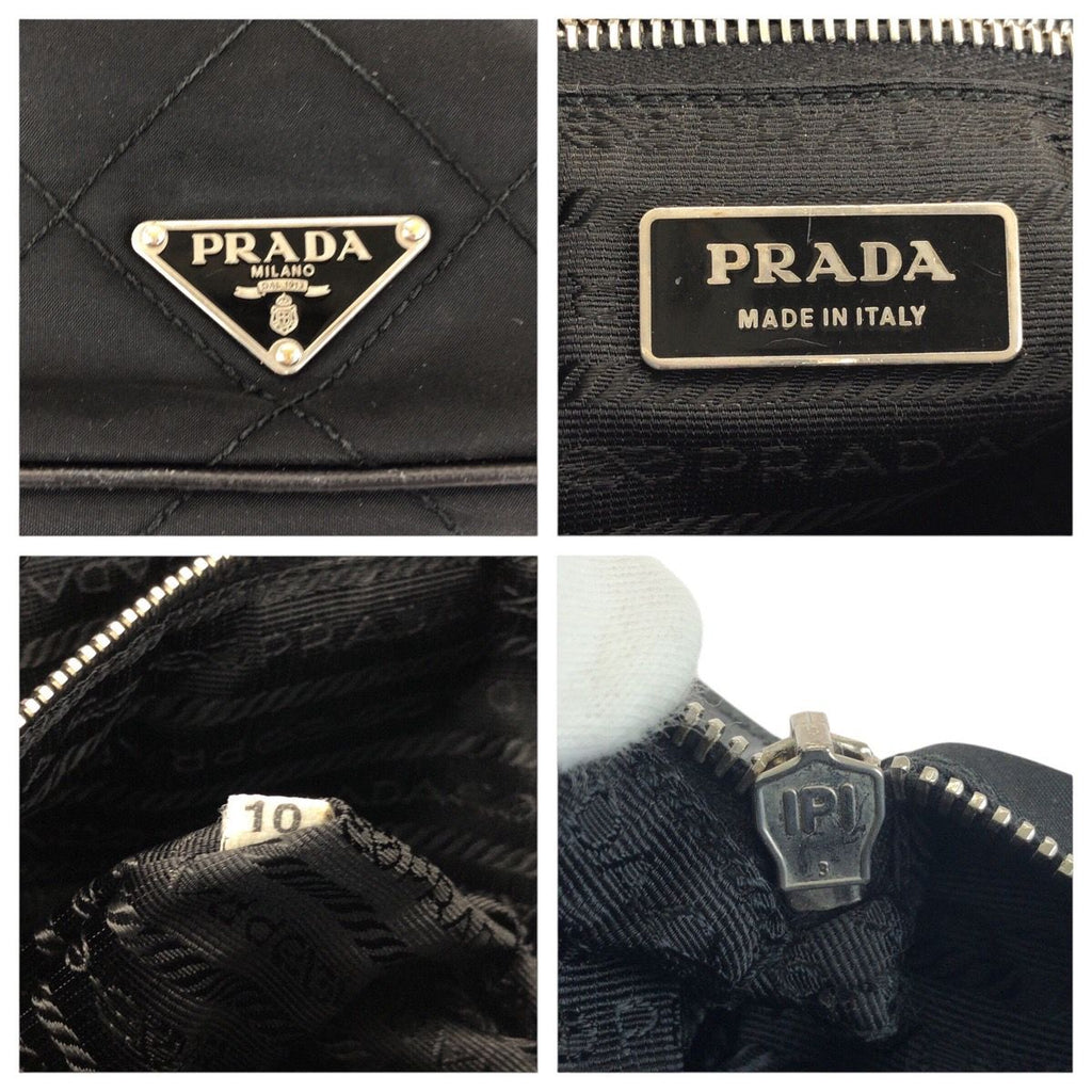 Prada Tessuto Black Silver Nylon Shoulder — view 4
