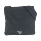 Prada Tessuto Black Silver Nylon Shoulder