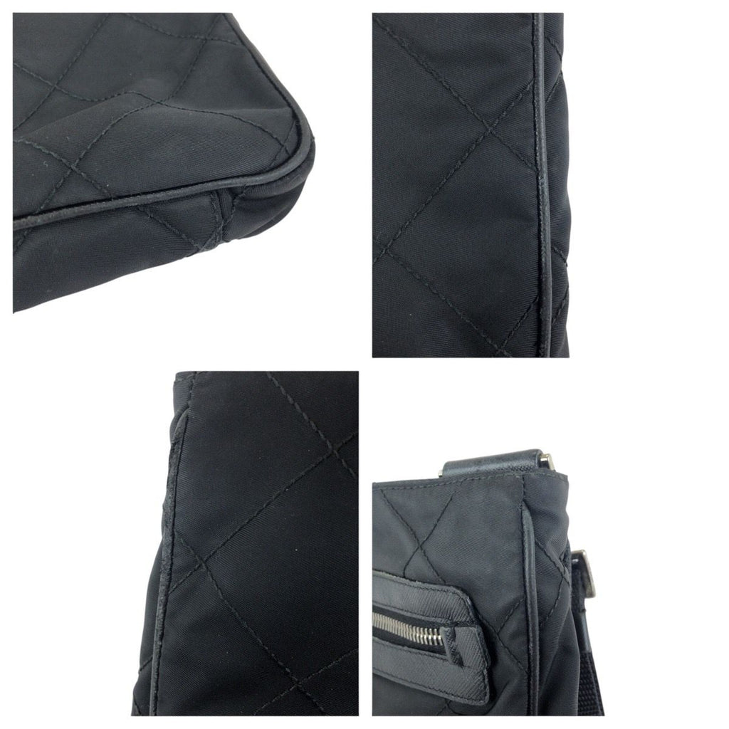 Prada Tessuto Black Silver Nylon Shoulder — view 6