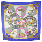 Hermes Carre 90 Circus Silk Blue Scarf