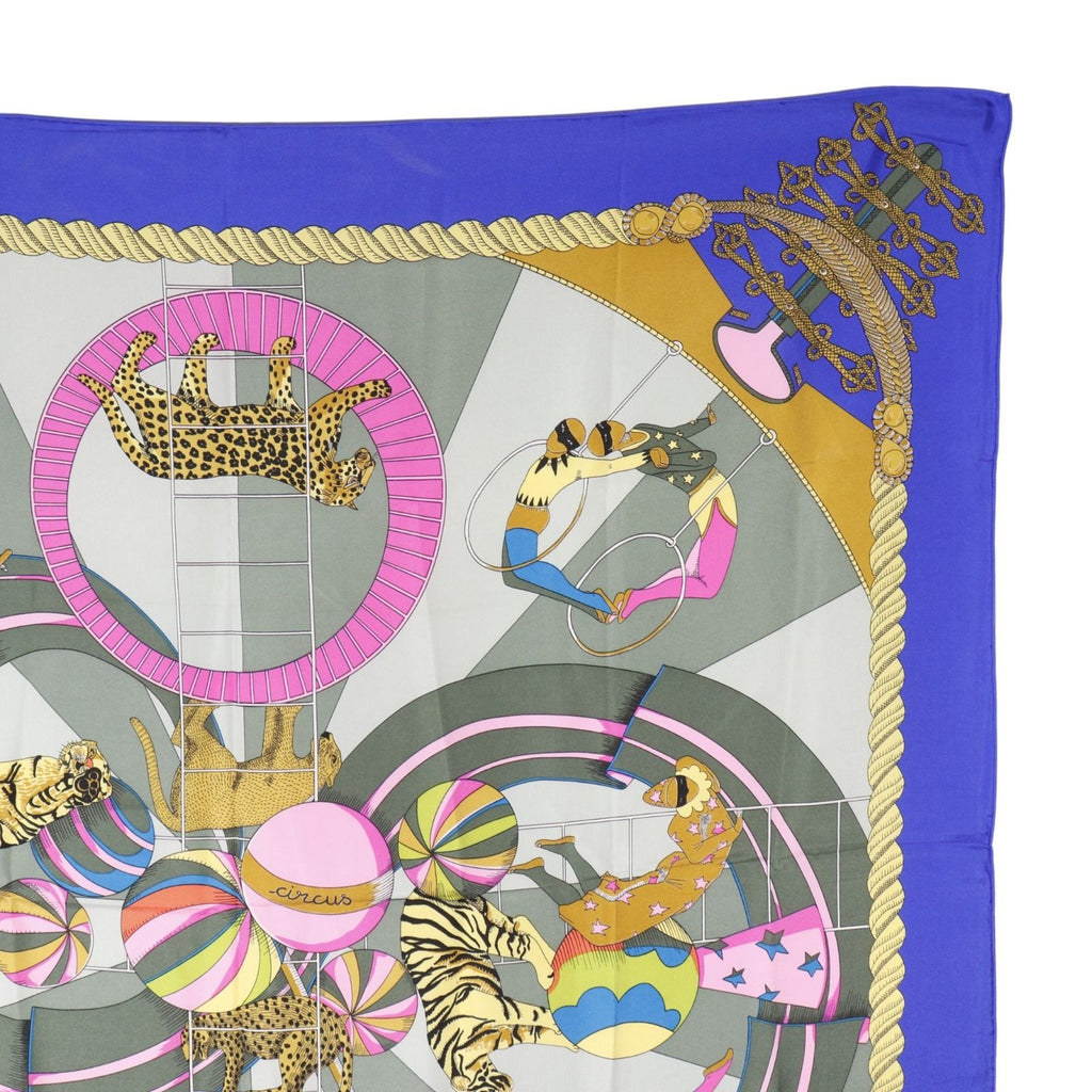 Hermes Carre 90 Circus Silk Blue Scarf — view 3