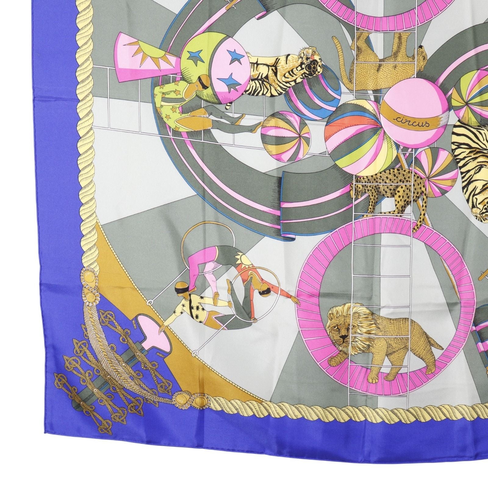 Hermes Carre 90 Circus Silk Blue Scarf — view 4