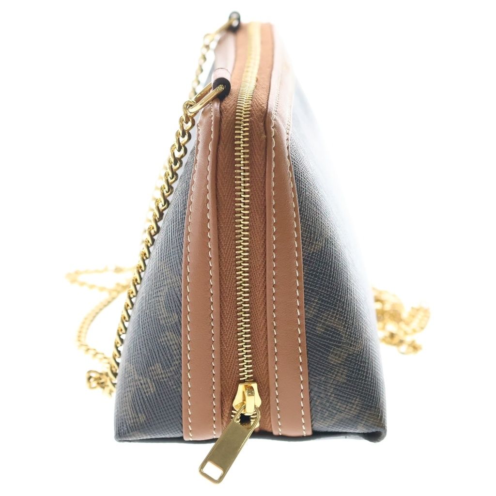 Celine Triomphe Leather Chain Clutch Gold Brown — view 3