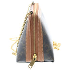 Celine Triomphe Leather Chain Clutch Gold Brown — view 3