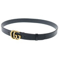 Gucci Double Logo Buckle Leather Belt Black