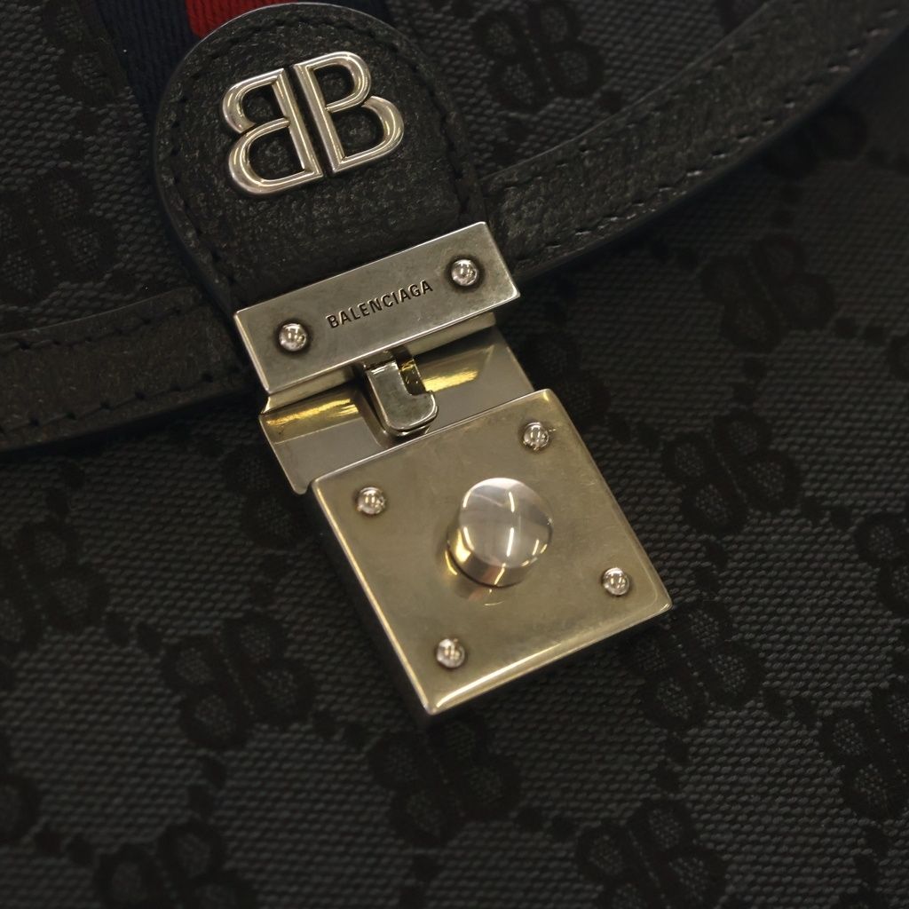 Gucci Zahakka 2-Way Shoulder Bag Black Canvas Leather Silver — view 6