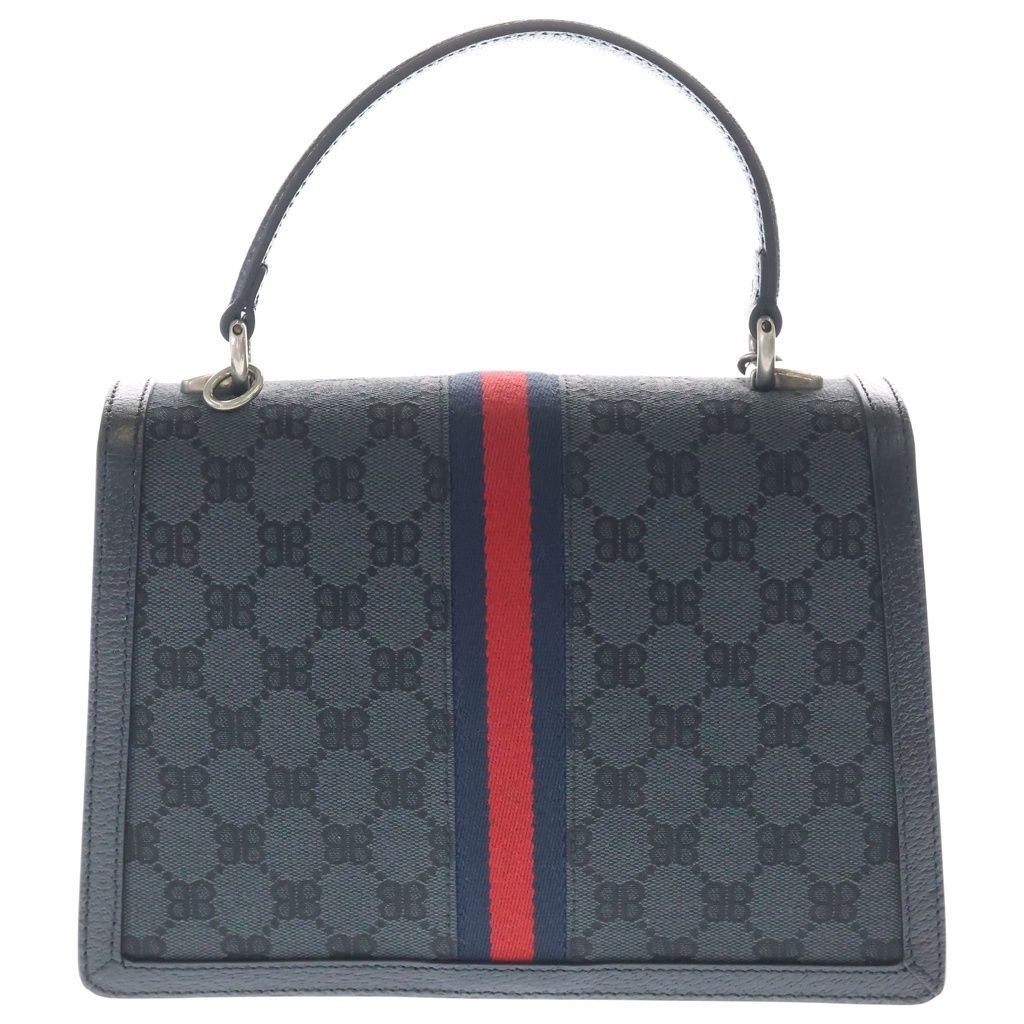 Gucci Zahakka 2-Way Shoulder Bag Black Canvas Leather Silver — view 2
