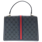 Gucci Zahakka 2-Way Shoulder Bag Black Canvas Leather Silver — view 2