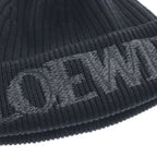 Loewe Logo Embroidery Beanie Knit Cap Hat Black — view 5