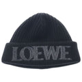 Loewe Logo Embroidery Beanie Knit Cap Hat Black