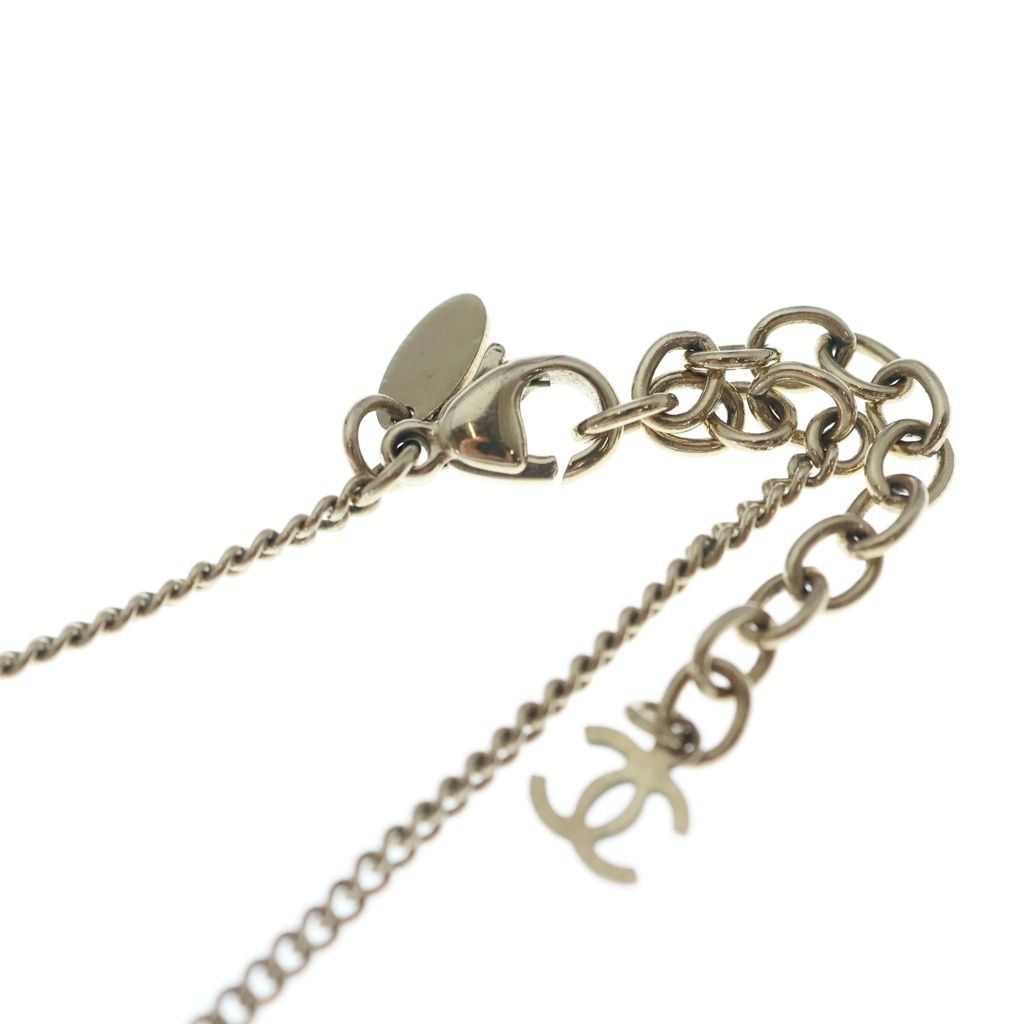 Chanel Camellia Rhinestone Pendant Chain White Gold — view 4