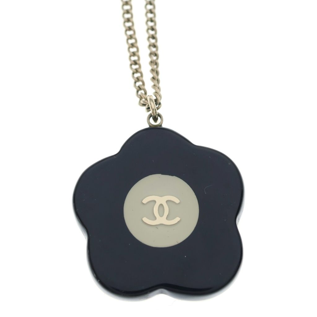 Chanel Camellia Rhinestone Pendant Chain White Gold — view 5