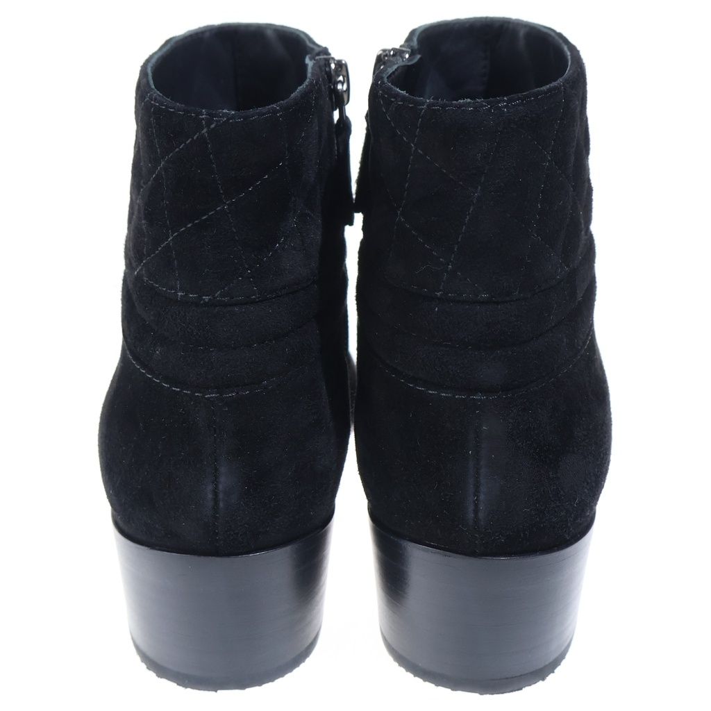 Chanel CC Logo Quilted Suede Leather Short Boots Black — view 3