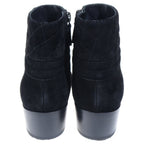 Chanel CC Logo Quilted Suede Leather Short Boots Black — view 3