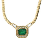 Dior Green Stone Biche Pendant Chain Gold — view 3