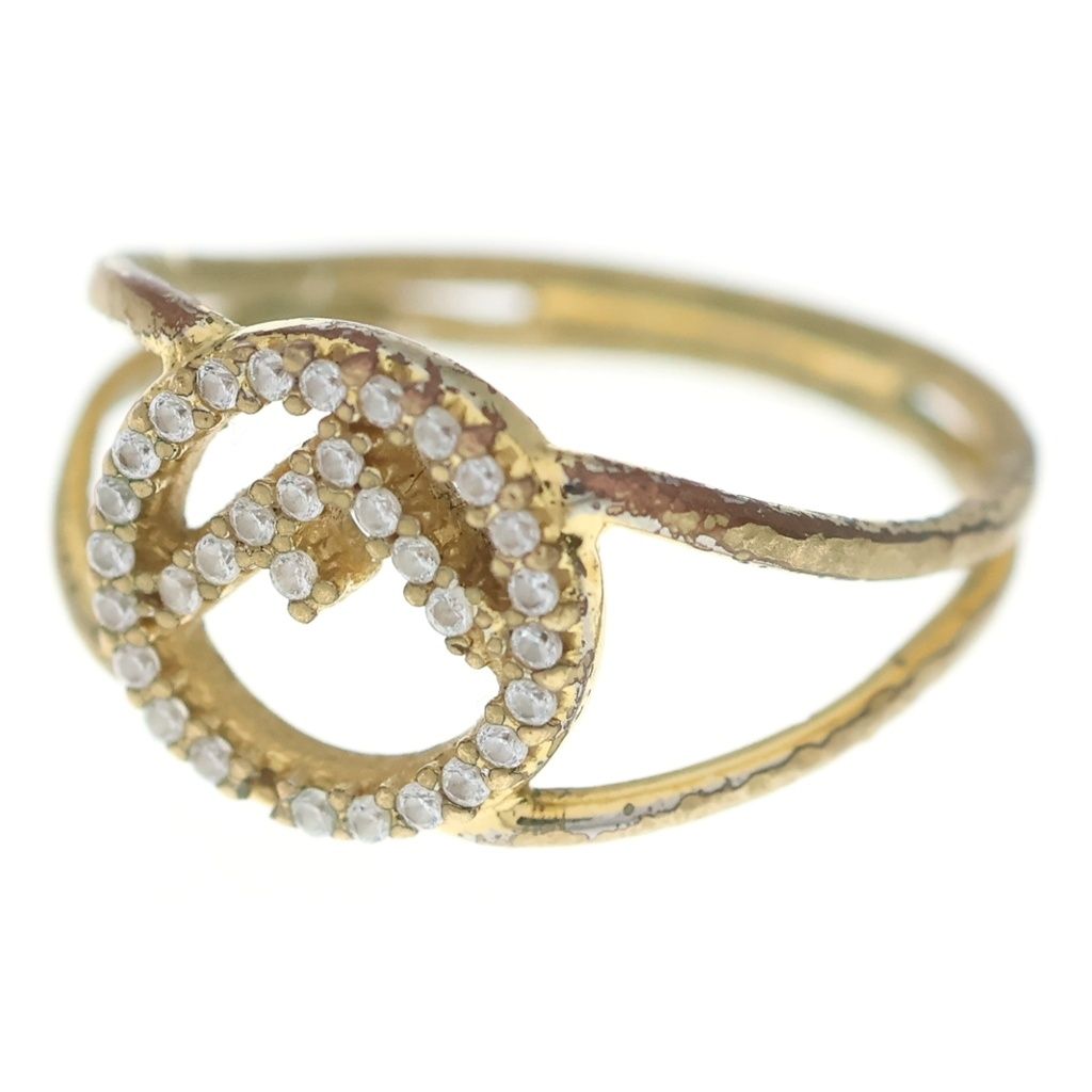Fendi Rhinestone Ring Gold
