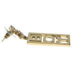 Chanel CC Logo Boy Rhinestone Earrings Gold — view 4