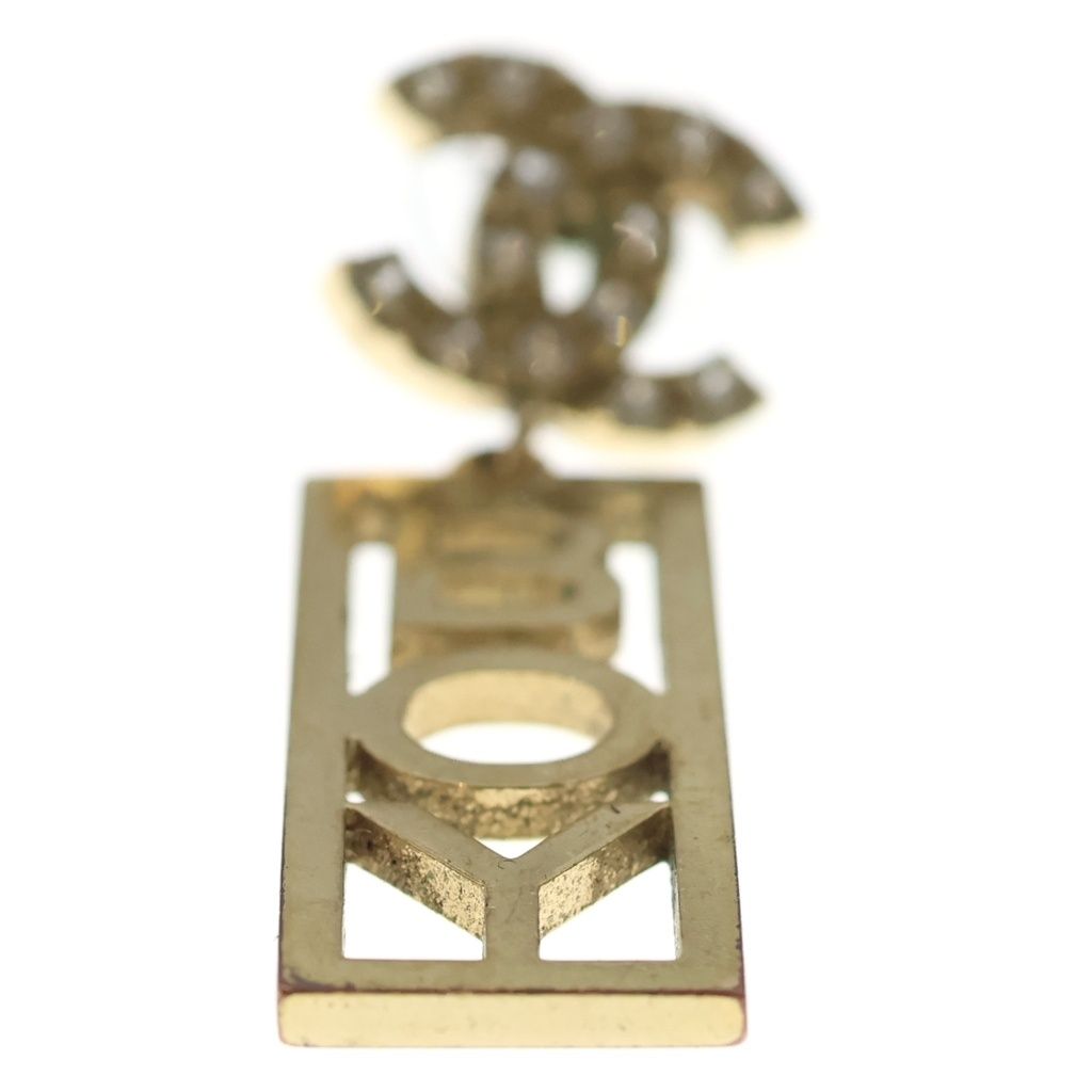 Chanel CC Logo Boy Rhinestone Earrings Gold — view 5