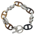 Hermes Chaine D'ancre Rivage Bracelet Silver Brown Metal Buffalo Horn