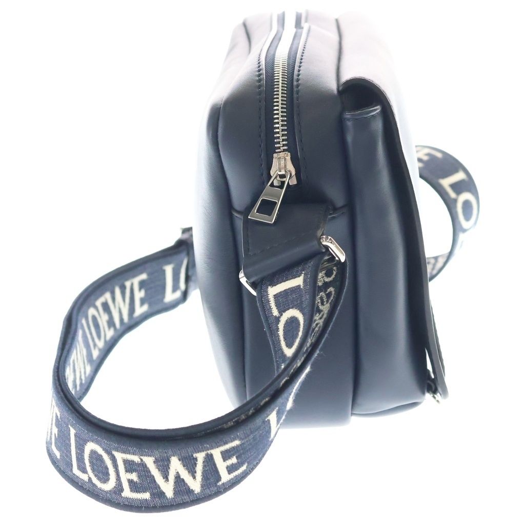 Loewe Military Messenger Bag Mini Navy Leather Silver — view 3