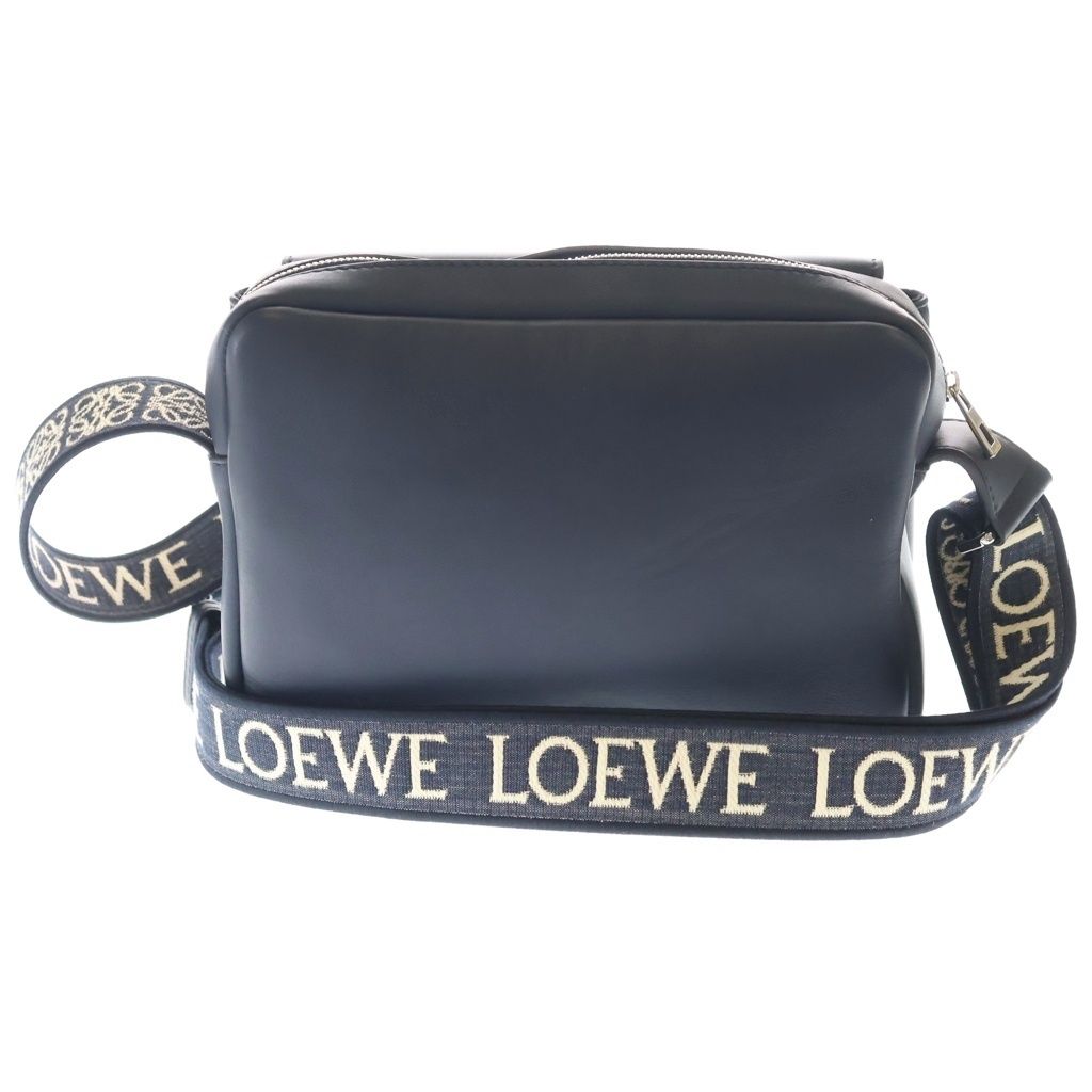 Loewe Military Messenger Bag Mini Navy Leather Silver — view 2