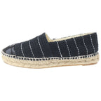 Chanel CC Logo Patent Leather Espadrilles Flat Shoes Black