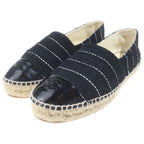 Chanel CC Logo Patent Leather Espadrilles Flat Shoes Black — view 2