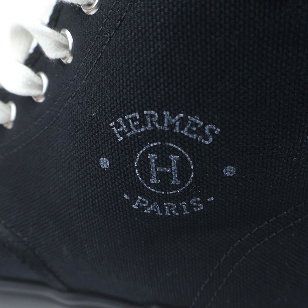 Hermes Itinerelle Canvas Lace Up High Cut Sneakers Black — view 6