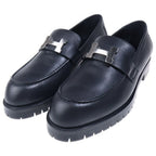 Hermes Moccasins Faubourg Logo Low Cut Shoes Loafers Silver Black — view 2