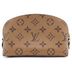 Louis Vuitton Monogram Reverse Pochette Cosmetic PM Pouch Case Brown Leather — view 2