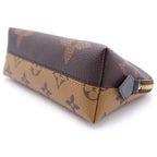 Louis Vuitton Monogram Reverse Pochette Cosmetic PM Pouch Case Brown Leather — view 6