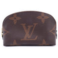 Louis Vuitton Monogram Reverse Pochette Cosmetic PM Pouch Case Brown Leather