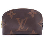 Louis Vuitton Monogram Reverse Pochette Cosmetic PM Pouch Case Brown Leather