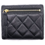 Chanel Classic Small Flap Wallet Trifold Coin Case Black Caviar Leather Gold — view 2