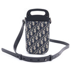 Dior Saddle Oblique Vertical Pouch Shoulder Bag Navy Black Canvas Leather Silver — view 2