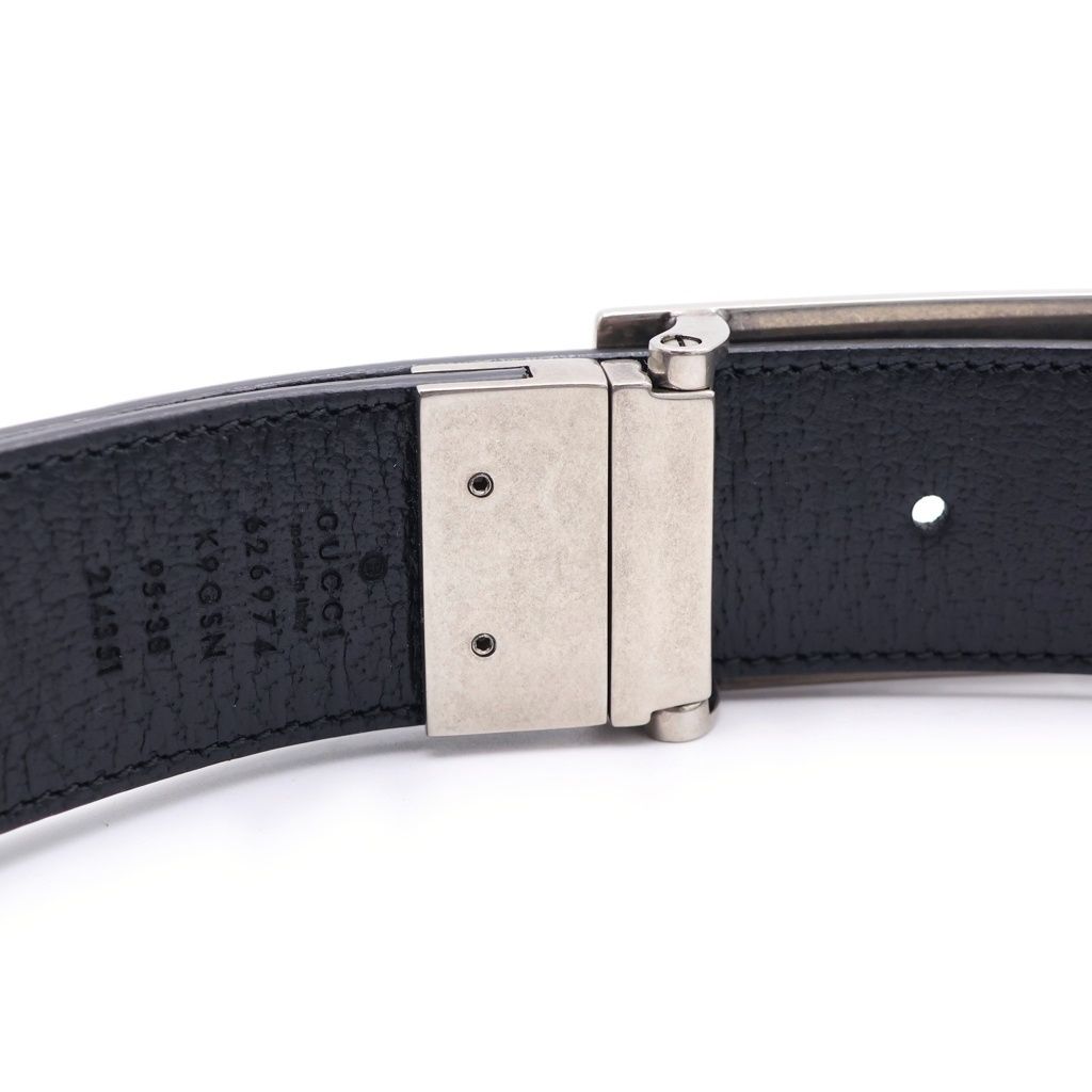 Gucci Square Reversible Leather Belt Black Silver — view 6