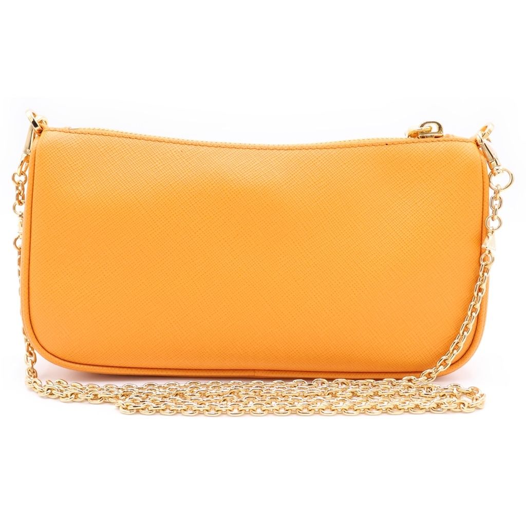 Prada Ambra Saffiano Leather Shoulder Bag Orange — view 2
