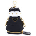 Prada Re-Nylon Soft Robot Bag Charm Key Ring Key Holder Black Gold