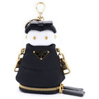 Prada Re-Nylon Soft Robot Bag Charm Key Ring Key Holder Black Gold