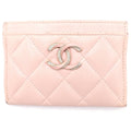 Chanel Rhinestone Card Case Caviar Leather Pink
