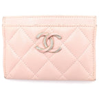 Chanel Rhinestone Card Case Caviar Leather Pink