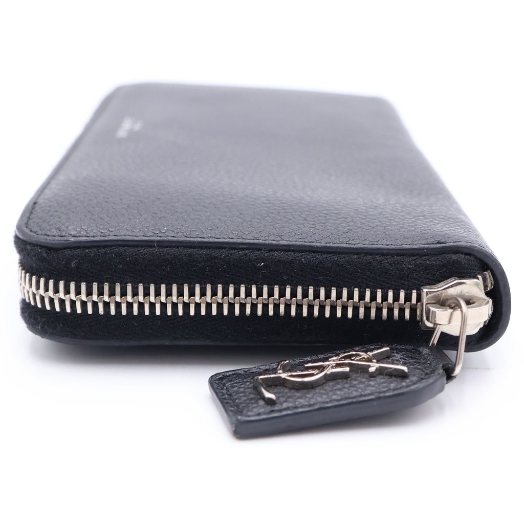 Saint Laurent Paris Zip Around Wallet Black Leather — view 3