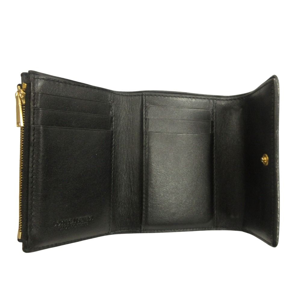 Bottega Veneta Cassette Maxi Intrecciato Trifold Wallet Leather Black — view 4