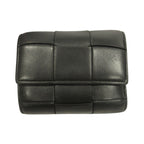 Bottega Veneta Cassette Maxi Intrecciato Trifold Wallet Leather Black