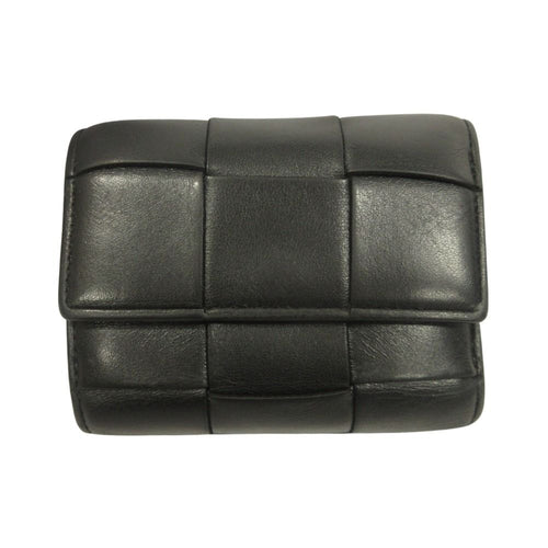 Bottega Veneta Cassette Maxi Intrecciato Trifold Wallet Leather Black